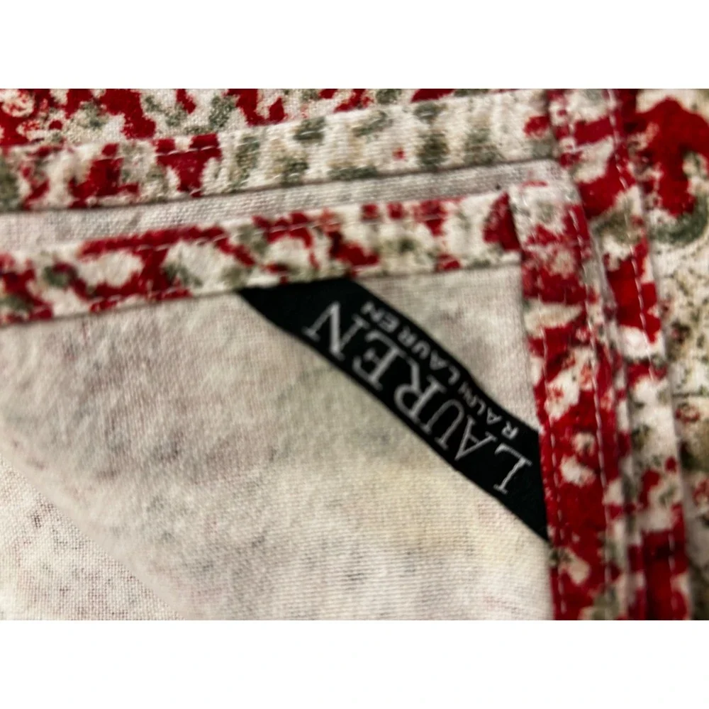 Ralph Lauren Paisley‎ Print Napkins Set of 8 Red Cream Green Cotton
